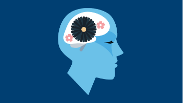 Illustration of a human profile with their eyes closed and gears in their head.