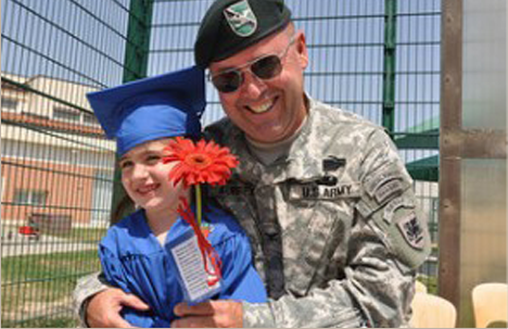 Dad with child at school