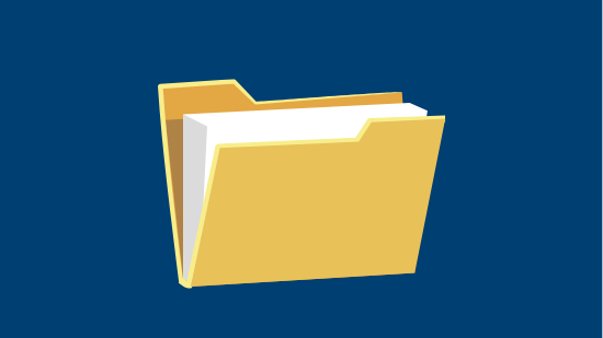 Illustration of a a folder with papers in it.